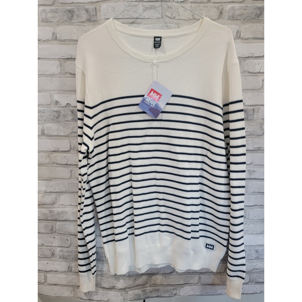 NWT Helly Hansen Off‎ White Skagen Crewneck Sweater 2XL Sweater Blue Stripes
